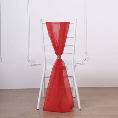 5 Pack Chiffon Chair Sashes 22"x78" Red - Sheer Designer Chair Bows