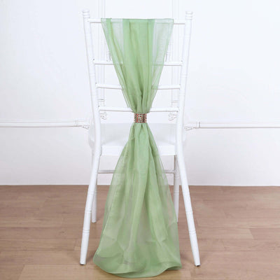 5 Pack Chiffon Chair Sashes 22"x78" Sage Green - Sheer Designer Chair Bows