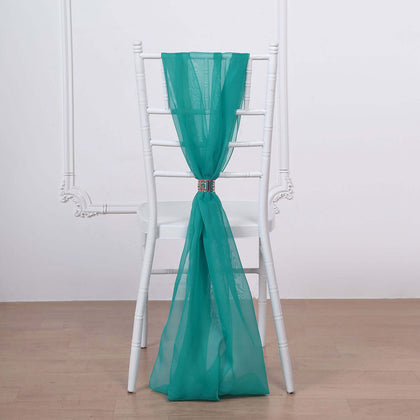 5 Pack Chiffon Chair Sashes 22"x78" Turquoise - Sheer Designer Chair Bows