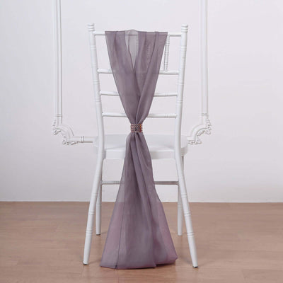 5 Pack Chiffon Chair Sashes 22"x78" Violet Amethyst - Sheer Designer Chair Bows