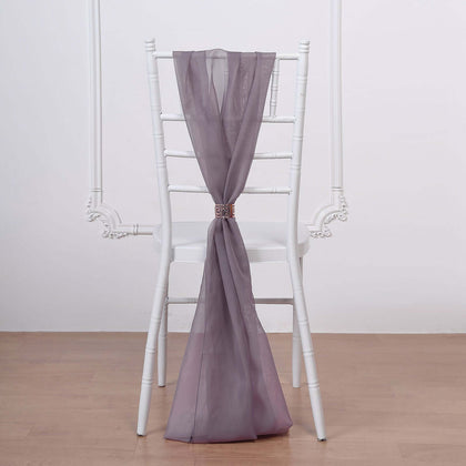 5 Pack Chiffon Chair Sashes 22"x78" Violet Amethyst - Sheer Designer Chair Bows
