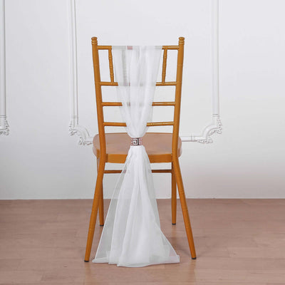 5 Pack Chiffon Chair Sashes 22"x78" White - Sheer Sophisticated Designer Chair Bows for Chic DIY Chair Styling