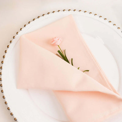 5 Pack Commercial Grade Polyester Napkins 20"x20" Blush - 220GSM Stain & Wrinkle Resistant Cloth Napkins