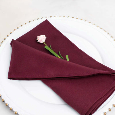 5 Pack Commercial Grade Polyester Napkins 20"x20" Burgundy - 220GSM Stain & Wrinkle Resistant Cloth Napkins