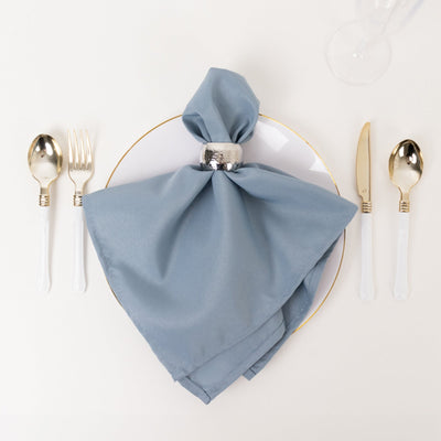 5 Pack Commercial Grade Polyester Napkins 20"x20" Dusty Blue - 220GSM Stain & Wrinkle Resistant Cloth Napkins