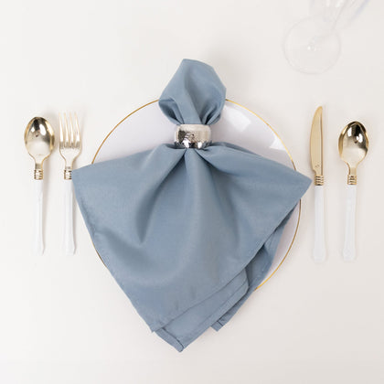 5 Pack Commercial Grade Polyester Napkins 20"x20" Dusty Blue - 220GSM Stain & Wrinkle Resistant Cloth Napkins