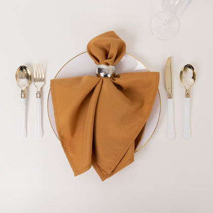 5 Pack Commercial Grade Polyester Napkins 20"x20" Gold - 220GSM Stain and Wrinkle Resistant Cloth Napkins for Weddings, Parties & Events