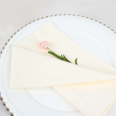 5 Pack Commercial Grade Polyester Napkins 20"x20" Ivory - 220GSM Stain & Wrinkle Resistant Cloth Napkins