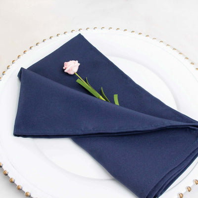 5 Pack Commercial Grade Polyester Napkins 20"x20" Navy Blue - 220GSM Stain & Wrinkle Resistant Cloth Napkins