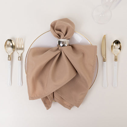 5 Pack Commercial Grade Polyester Napkins 20"x20" Nude - 220GSM Stain & Wrinkle Resistant Cloth Napkins