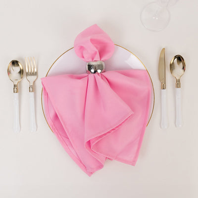 5 Pack Commercial Grade Polyester Napkins 20"x20" Pink - 220GSM Stain & Wrinkle Resistant Cloth Napkins