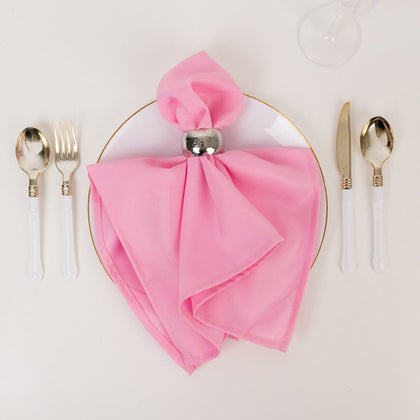 5 Pack Commercial Grade Polyester Napkins 20"x20" Pink - 220GSM Stain & Wrinkle Resistant Cloth Napkins