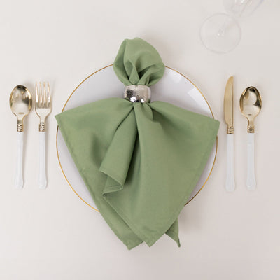 5 Pack Commercial Grade Polyester Napkins 20"x20" Sage Green - 220GSM Stain & Wrinkle Resistant Cloth Napkins