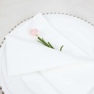5 Pack Commercial Grade Polyester Napkins 20"x20" White - 220GSM Stain and Wrinkle Resistant Cloth Napkins for Weddings, Parties & Events