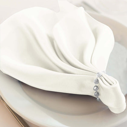 5 Pack Scuba Napkins 20"x20" Ivory - Wrinkle-Free & Reusable Cloth Napkins