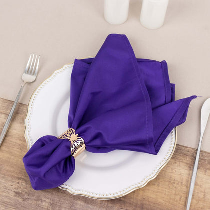 5 Pack Scuba Napkins 20"x20" Purple - Wrinkle-Free & Reusable Cloth Napkins