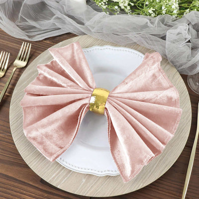 5 Pack Premium Velvet Napkins 20"x20" Blush - Soft Sheen Finish Dinner Napkins