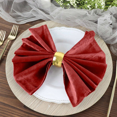 5 Pack Premium Velvet Napkins 20"x20" Red - Soft Sheen Finish Dinner Napkins