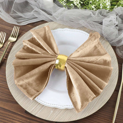 5 Pack Premium Velvet Napkins 20"x20" Champagne - Soft Sheen Finish Dinner Napkins