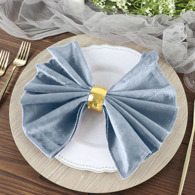 5 Pack Premium Velvet Napkins 20"x20" Dusty Blue - Soft Sheen Finish Dinner Napkins