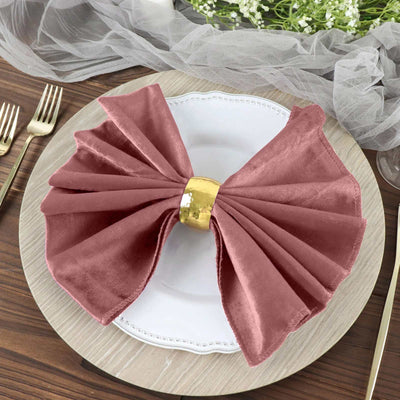 5 Pack Premium Velvet Napkins 20"x20" Dusty Rose - Soft Sheen Finish Dinner Napkins