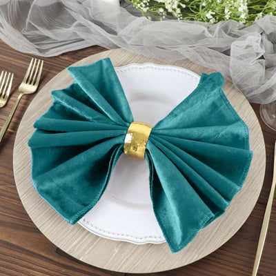 5 Pack Premium Velvet Napkins 20"x20" Peacock Teal - Soft Sheen Finish Dinner Napkins