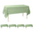 Green rectangular tablecloth draped over a table.