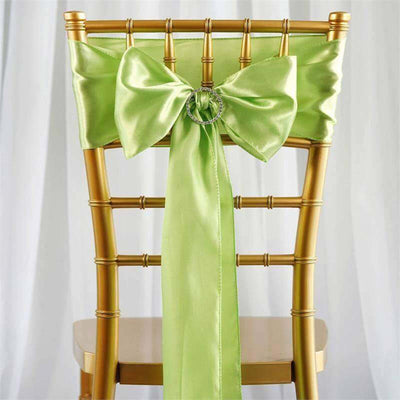 5 Pack Satin Chair Sashes 6"x106" Apple Green - Reusable Chair Bows with Smooth Finish