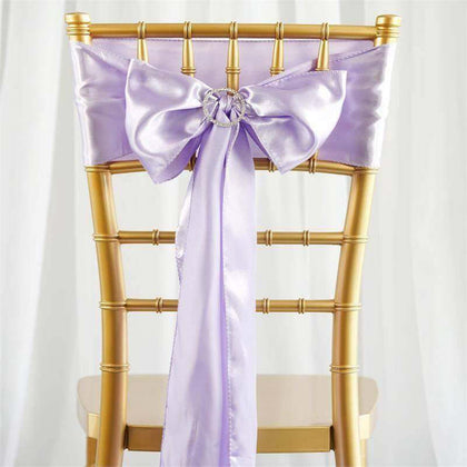 5 Pack Satin Chair Sashes 6"x106" Lavender Lilac - Reusable Chair Bows with Smooth Finish