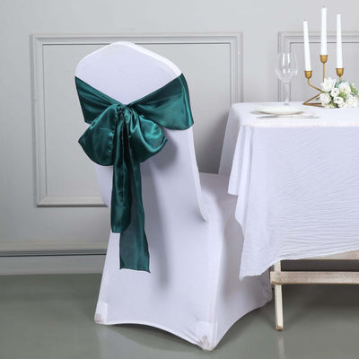 5 Pack Satin Chair Sashes 6"x106" Peacock Teal - Reusable Chair Bows with Smooth Finish