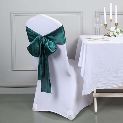 5 Pack Satin Chair Sashes 6"x106" Peacock Teal - Reusable Chair Bows with Smooth Finish