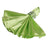 Green satin napkin elegantly draped with a decorative ring.