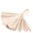 Elegant beige satin napkin with decorative ring, studio shot.