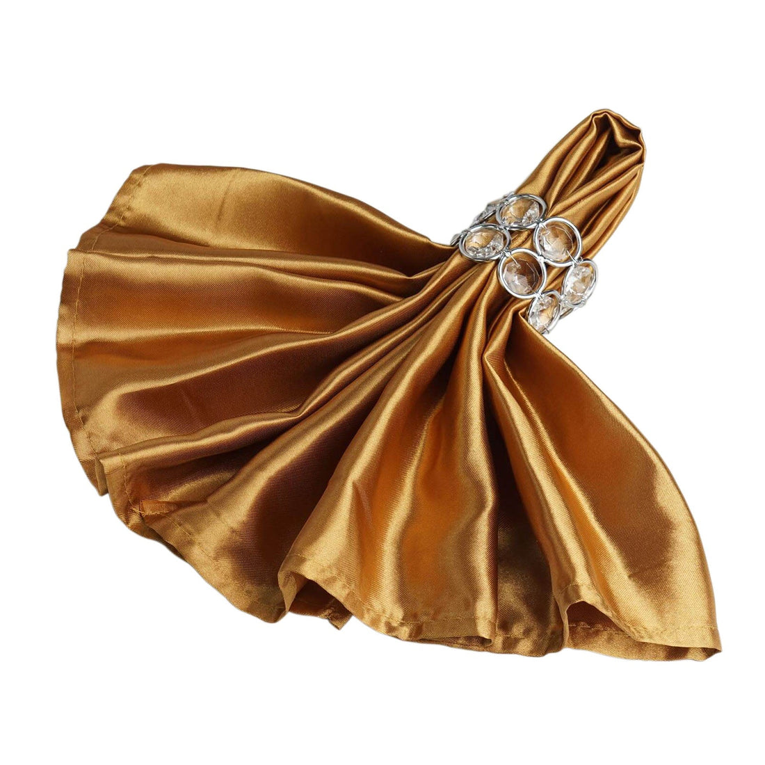 Elegant gold satin napkin with crystal napkin ring