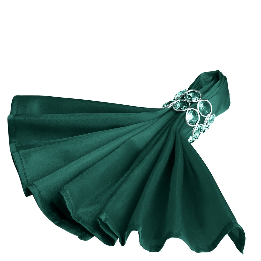Emerald green satin napkin with jeweled holder