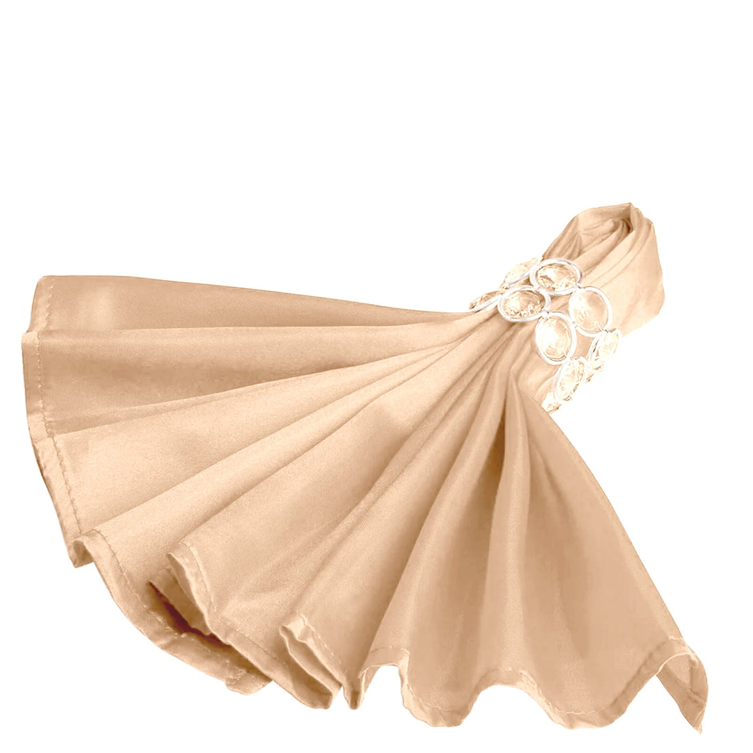 Beige satin napkin with decorative ring