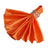 Orange satin napkin with a decorative ring.