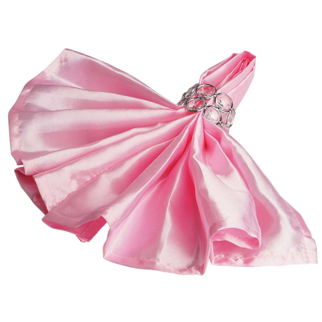 Pink satin napkin with decorative ring