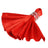 Red silk napkin with decorative silver ring on a white background.