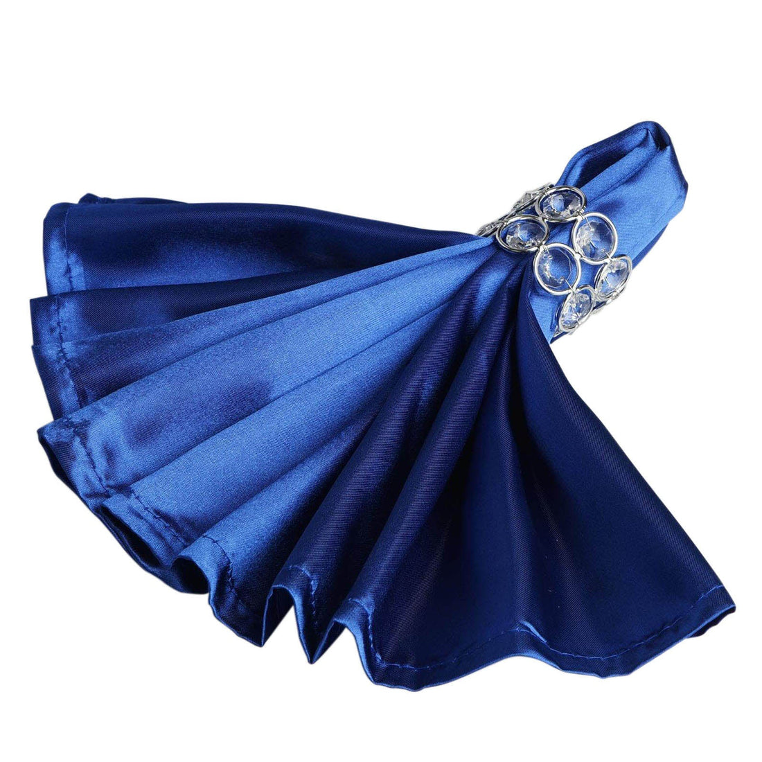 Elegant blue satin dress with jeweled accents