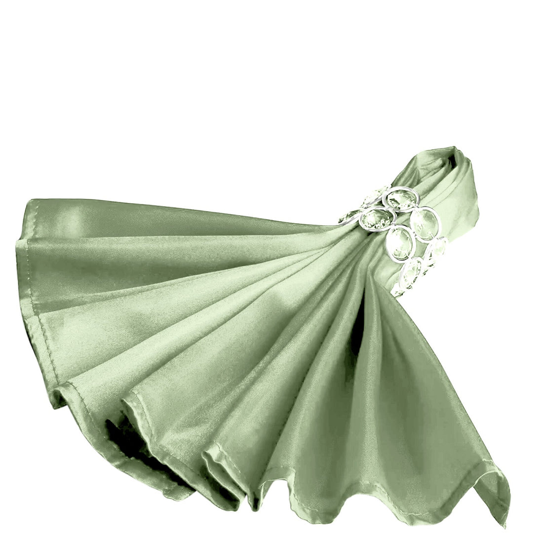 Elegant sage green napkin with decorative ring