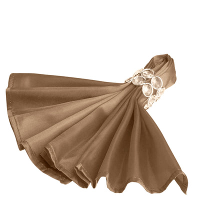 5 Pack Satin Napkins 20"x20" Taupe - Soft Reusable Cloth Napkins