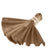 Brown satin napkin with jeweled ring holder, elegantly draped.
