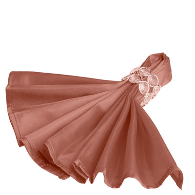 5 Pack Satin Napkins 20"x20" Terracotta (Rust) - Soft Reusable Cloth Napkins