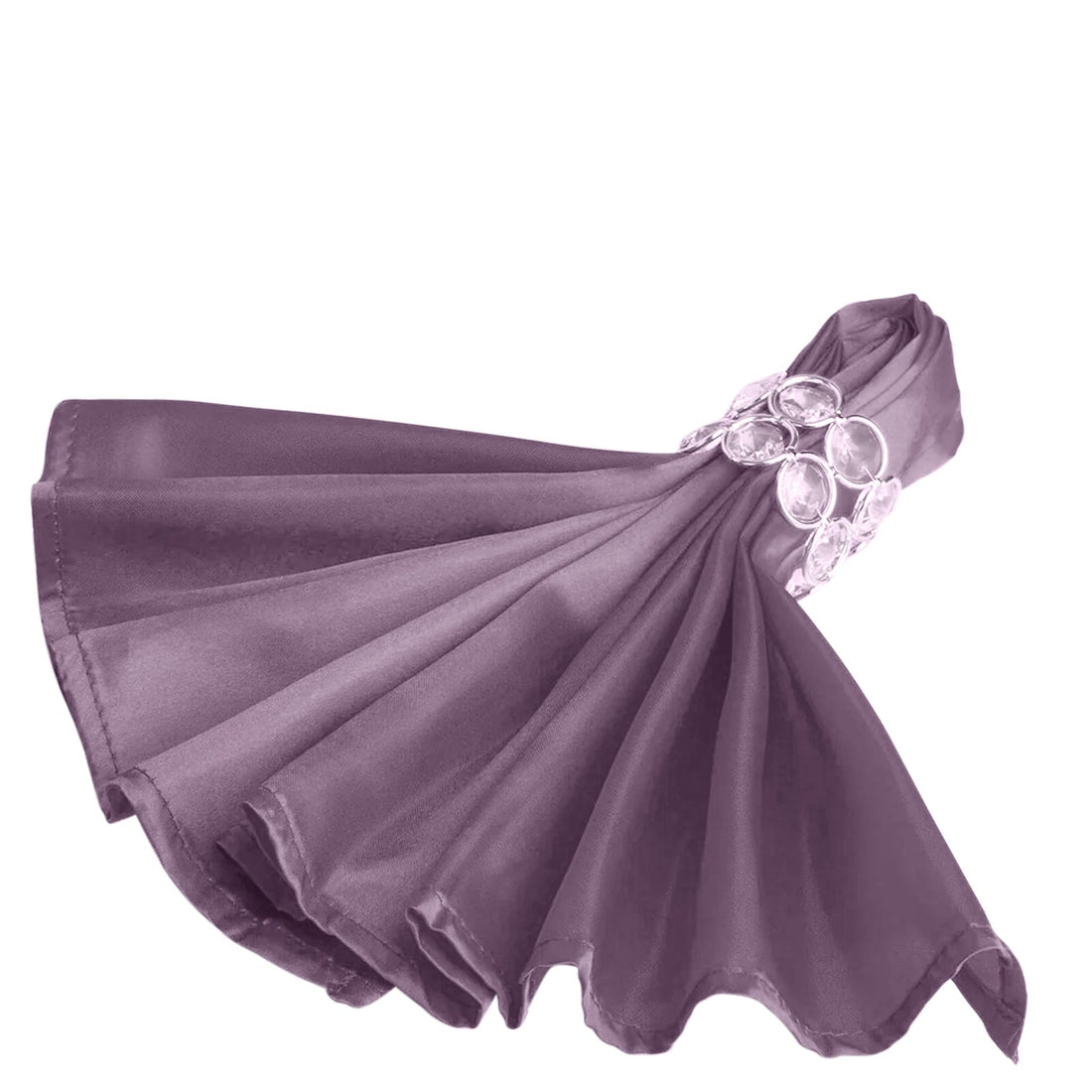 Elegant purple napkin with jeweled ring, perfect for formal dining.