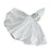 White satin napkin with jeweled ring holder, elegantly draped.