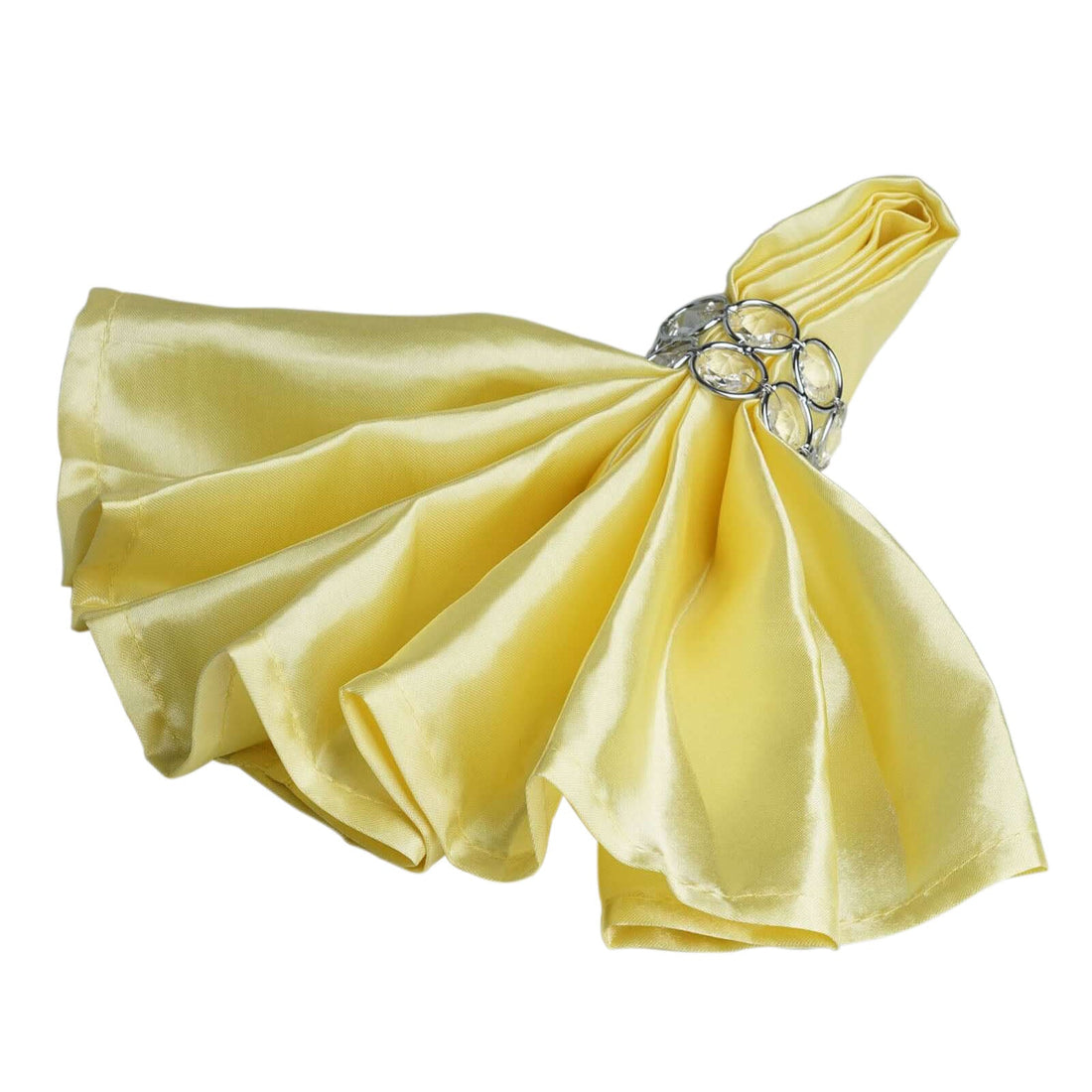 Yellow satin napkin with decorative ring
