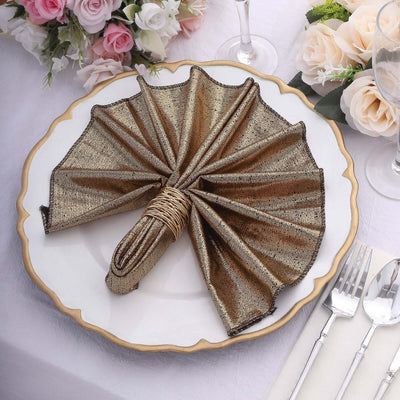 5 Pack Shimmer Sequin Dots Polyester Cloth Dinner Napkins 20"x20" Antique Gold - Smooth Finish & Glittery Sparkle