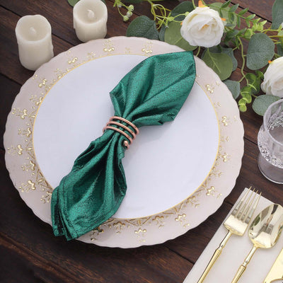 5 Pack Shimmer Sequin Dots Polyester Cloth Dinner Napkins 20"x20" Hunter Emerald Green - Smooth Finish & Glittery Sparkle