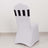White chair cover with black stripes on a plain background